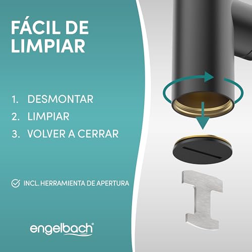 Miniatura 5 de Engelbach Sifón Diseño Para Lavabo 1 1 4 Con Apertura Limpieza - Desagüe Universal Con Junta De Goma E Instrucciones - Negro Mate