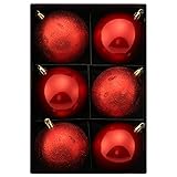 com-four® 6X Weihnachtskugel - Christbaumkugeln aus bruchsicherem Kunststoff für Weihnachten - Baumschmuck für den Christbaum - Christbaumschmuck Ø 8 cm (06 Stück - rot)