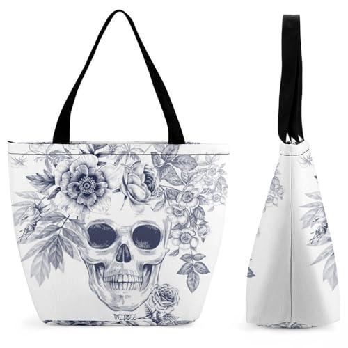Sac à bandoulière crâne et fleurs pour femme parfait pour le shopping et voyage