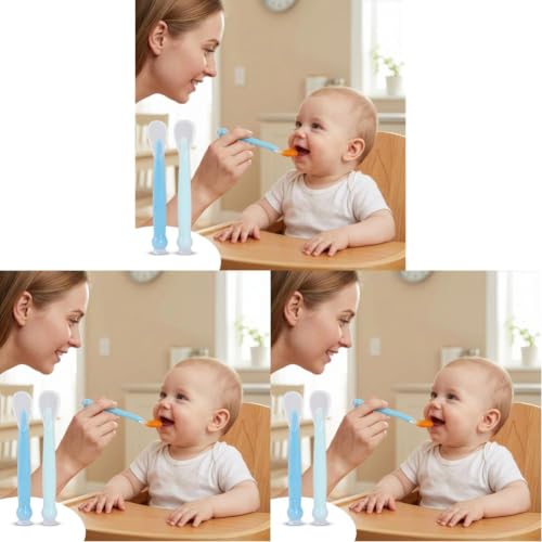 Image of R for Rabbit Premium Safe Feed Silicone Baby Feeding Spoon Set of 2, Smooth Silicon Tip, Food Grade PP Spoon, BPA & Phthalates Free for Kids 6+ Months (Lake Blue -Blue) (Pack of 3)