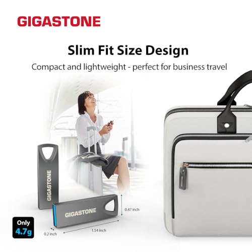 Image of GIGASTONE 32GB Slim Fit Flash Drive (2 Pack) Z70 USB 3.2 Gen 1, 100MB /s Ultra Fast, Nickel Metal Design, Data Storage, Backup for PC /Mac /TV /Car Audio, USB 2.0 /3.0 /3.1 Compatible
