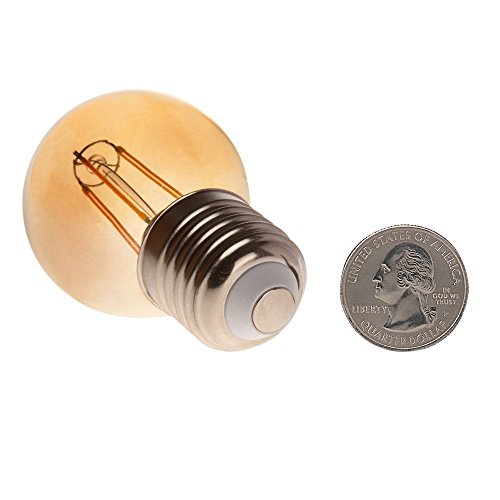 Hero-Led G16-Dsgt-4W-Ww22 Dimmable Gold Tint G14/G16 E26/E27 4W Edison Style Led Vintage Antique Filament Bulb, 40W Equivalent, Ultra Warm White 2200K (Amber Glow), 4-Pack #TOP3