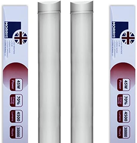 45w LED Batten Lights 5ft, 150cm, 6000k Daylight, IP20 LED Fluorescent Strip Light Fitting for Ceiling of Home & Office, Workshop & Garage Lighting, Pack of 2