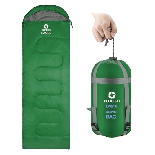 Image of ECOOPRO Warm Weather Sleeping Bag - Portable, Waterproof, Compact Lightweight, Comfort with Compression Sack - Great for Outdoor Camping, Backpacking & Hiking-83 L x 30 inch W Fits Adults