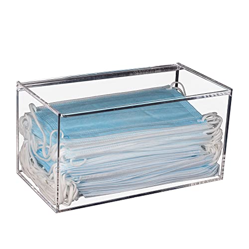 Boîte de rangement en acrylique avec couvercle transparent pour masques et cosmétiques