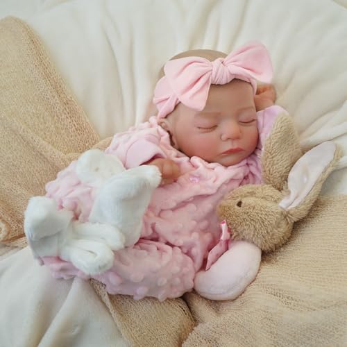 Brastoy Bebê Reborn Boneca Silicone Realista Menina Dormindo Pintado Original 48cm