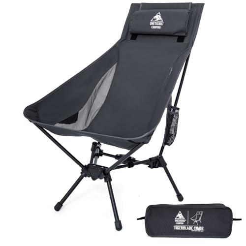 Image of ONETIGRIS Tigerblade High Back Camping Chair with Pillow Design, Comfortable Widened Seat Folding Chair