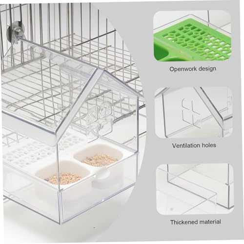 Mangeoire pour oiseau suspendu blanc avec double baignoire externe