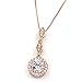 FC JORY Rose Gold Plated Diamante Halo Crystal CZ Round Bridal Wedding Necklace Dangle Drop Earrings Jewelry Set