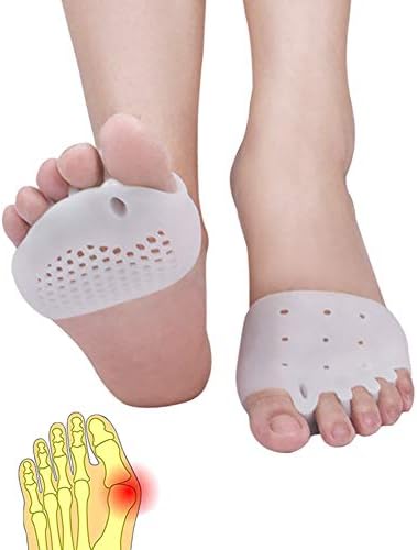 Metatarsal Pads, Toe Separator, Gel Metatarsal Cushion Toe Separators, (4 PCS),New Material, Forefoot Pads, Toe Spacers,Breathable & Soft Gel, Best for Diabetic Feet, Blisters, Forefoot Pain. (White)