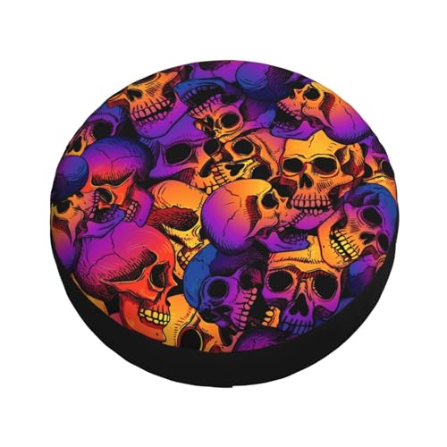 Image of Halloween Spare Tire Cover Bright Skull Tire Cover Universal Wheel Protectors Wheel Covers for Rv Camper Travel Trailer SUV Truck 16 Inch