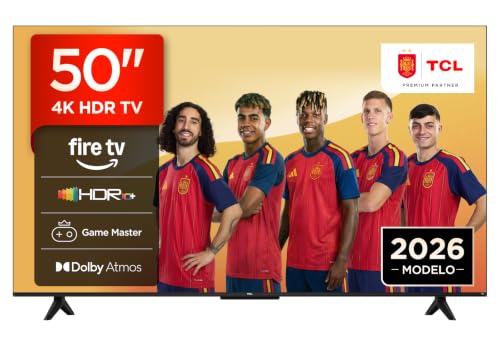 TCL 50V6D Televisor 50 Pulgadas 4K UHD Smart TV, Fire TV, Alexa Integrado, Dolby Vision & Atmos, Game Master, HDR10+, Control por Voz