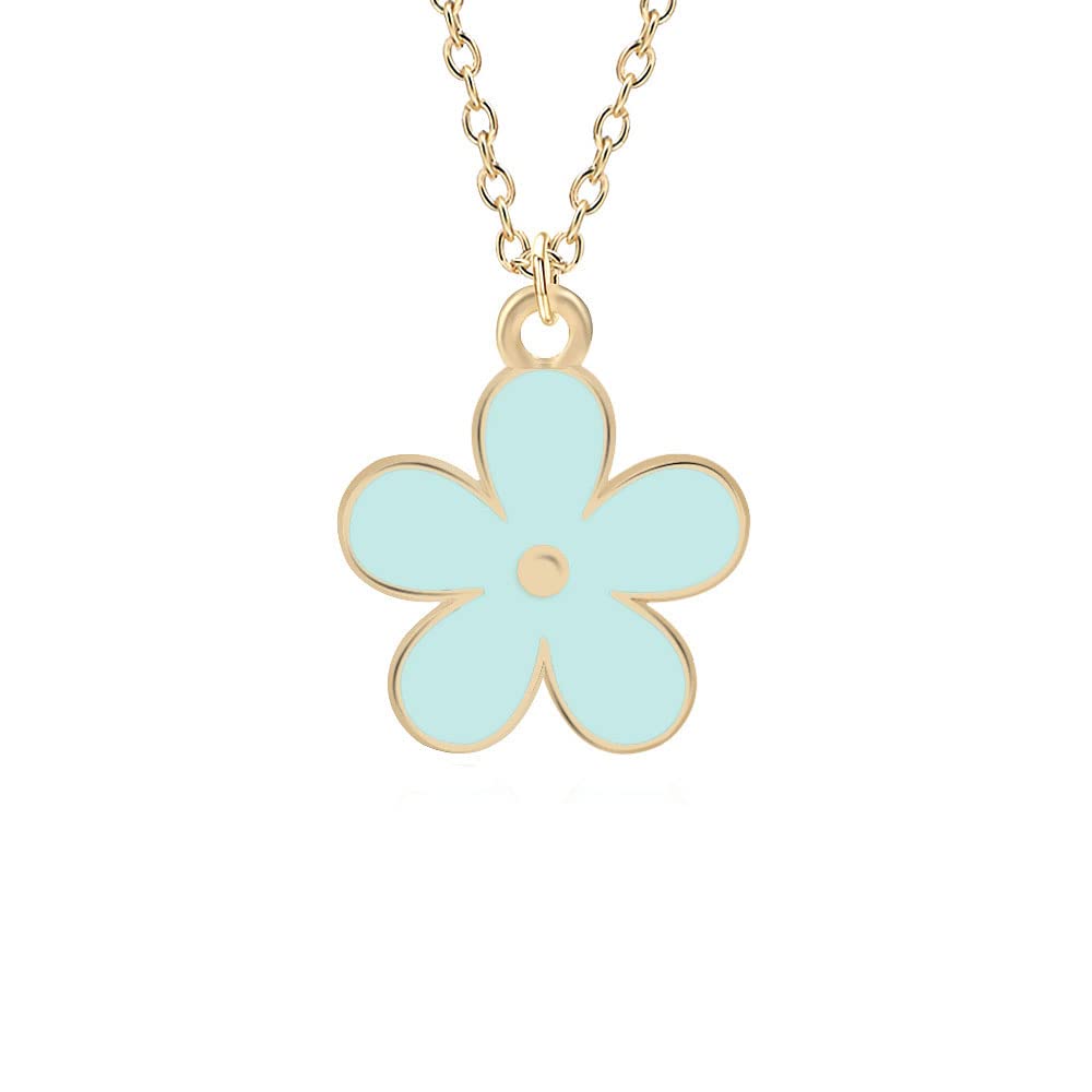 PONCTUEL ESCARGOT Spring Flower Necklace Enamel Flower Pendant Necklace Dainty Cherry Flower Necklace Charm Gift for Women Girls, Zinc, No Gemstone