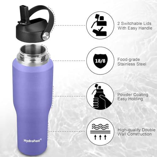 Image of 32oz Water Bottle Insulated with Straw,Leak Proof Water Bottles,Mens Water Bottle Stainless Steel for Gym,Hiking,Travel,Sport,1 Liter,Bpa free