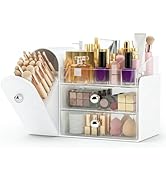 TRQWRO Makeup Organizer,Vanity Organizer with Makeup Brush Holder,Large Skincare Organizers and B...