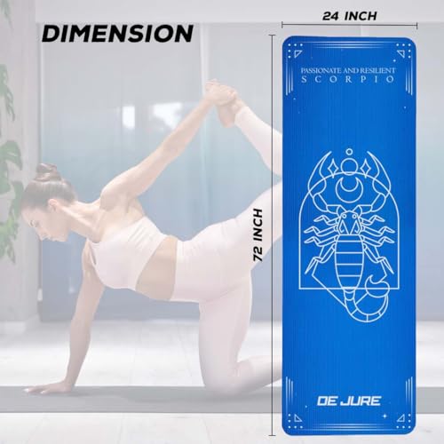 Image of De Jure Fitness Yoga Mat for Women and Men, 10mm Extra Thick Non-Slip NBR Exercise Mat for Yoga, Pilates, Gym & Floor Workouts - with Carry Strap - Scorpio