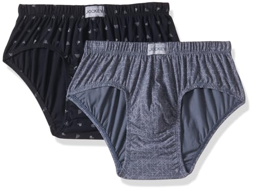 Image of Jockey 8035 Men's Super Combed Cotton Solid Poco Brief with Ultrasoft Concealed Waistband (Pack of 2) Printed M