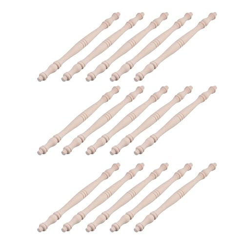 RDEXP 15Pieces Unfinished Wooden Baluster Spindles 27.5x1.8cm LxDia for Furniture