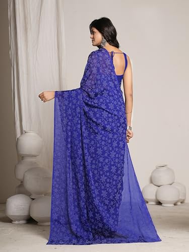 Image of Garden Vareli Lock Chiffon Floral Saree