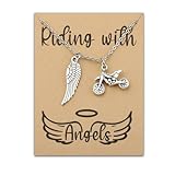 Zuo Bao Motorcycle Memorial Jewelry Memorial for Brother Dad Husband Sympathy Gift Riding with Angels Bracelet with Wing Car Truck Memorial (necklace)