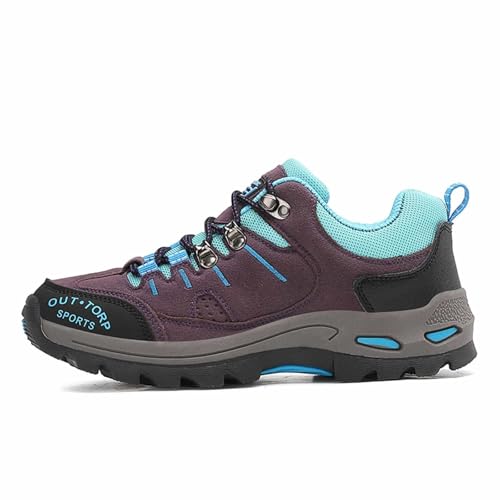 Sobzia wasserdichte Schuhe Damen,Wanderschuhe Damen Wasserdicht Breite Füße Halbschuhe Trekkingschuhe Leichte Outdoor Schuhe Bergschuhe rutschfeste Turnschuhe Laufschuhe (Lila,40)