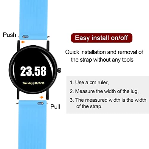 HARFINGTON Silicone Watch Band 14mm Width Quick Release Soft Rubber Replacement Watch Strap with Stainless Steel Buckle for Men Women, Light Blue by HARFINGTON - Used condition - Image 5