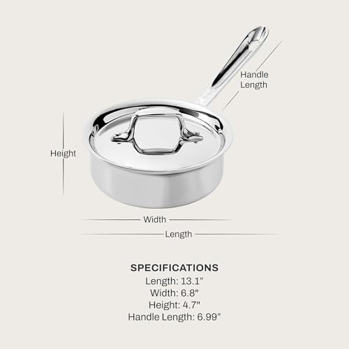 Image of All-Clad D3 Stainless Steel 1 Quart Sauce Pan Covered- Made in the USA- The Original Bonded Professional Cookware- Oven Safe & Induction Compatible