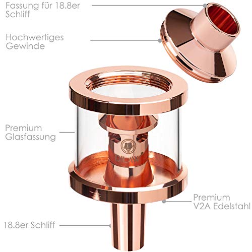 DILAW® Shisha DX1 Glas Molassefänger Edelstahl Wasserpfeife, Vorkühler-Aufsatz für(Schliff 18/8) Zubehör Farbe Rosé Gold – Bild 4