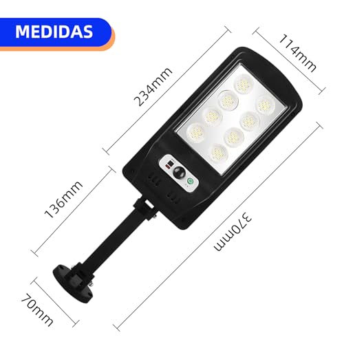 BEMMY Kit 3 Luminária Refletor LED Solar, Luzes solares com Sensor de Movimento, Controle Remoto，Luz