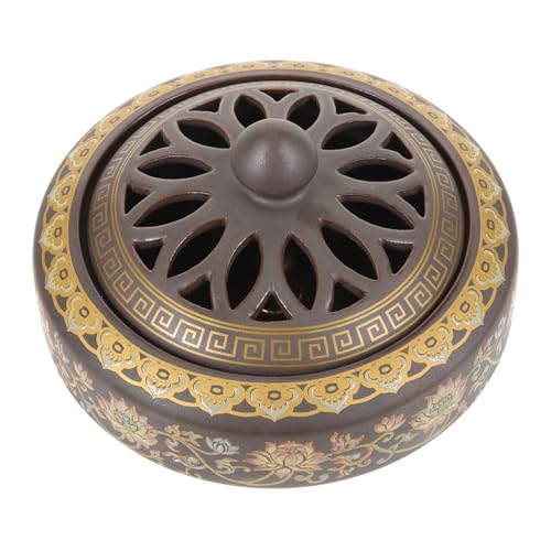 Healeved Quemador de Incienso de Escritorio de Porcelana Esmaltada Diseño Vintage de Loto, Soporte para Conos de Incienso Adecuado para Yoga, Estudio y Decoración del Hogar