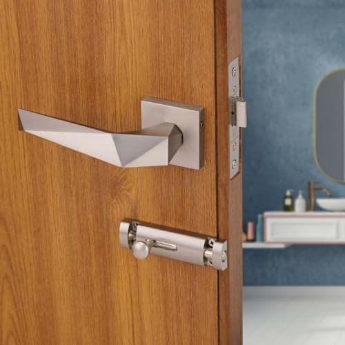 LAPO Door Lock Set for Bathroom Door Use | 45x45 Lock Body | Brass Latch | Keyless Operation | Reversible Door Fit Design | Compatible with 30–50mm Th