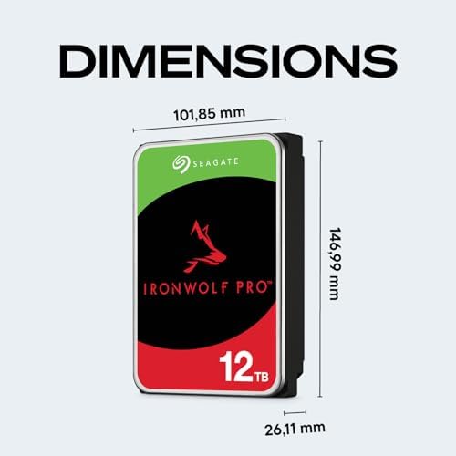 Seagate IronWolf Pro 12 TB Enterprise NAS Internal HDD β CMR 3.5 Inch, SATA 6 Gb/s, 7200 RPM, 256 MB Cache for RAID Network Attached Storage (ST12000NTZ01/ST12000NT001) - 2