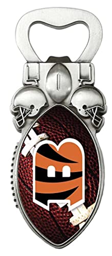 Rico Industries NFL Football Cincinnati Bengals Magnetic Bottle Opener, Stainless Steel, Strong Magnet to Display on Fridge