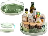 [2 Pack] Lazy Susan Organizer with Removable Bins, Non-Skid Lazy Susan Turntable for Cabinet refrige