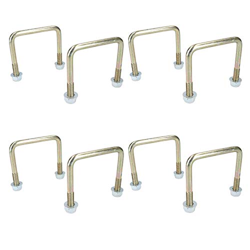 Boulon en U M10 pour remorque : lot de 8 brides de fixation de 80 mm x 75 mm avec écrous