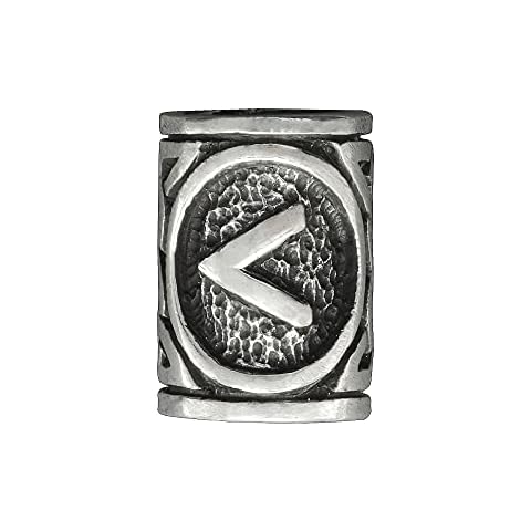 Beldiamo Viking Kenaz Rune,Celtic Beard Beds,Norse Silver Rune,Kenaz Beard Hair Beads,Viking Hair Beads,Runes Pendant, Celtic Knot Hair Ring Cover