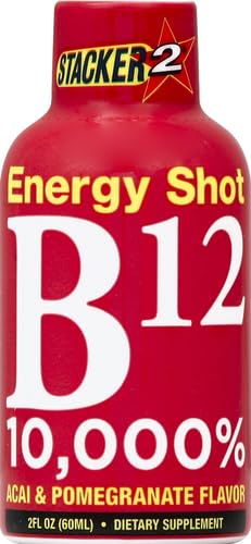 Stacker 2 B12 No Calorie Zero Sugar Energy & Vitamin Shots 2 Fl. Oz. (Pack Of 12) Acai Pomegranate