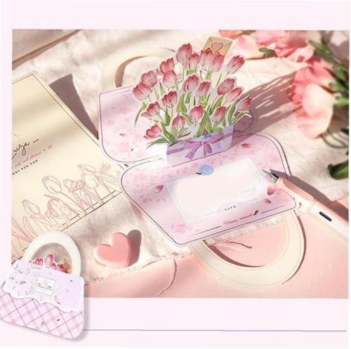 Image of Pink 3D Mother'S Day Up Cards Anniversary Up Cards Gift For Birthday Anniversary Wedding