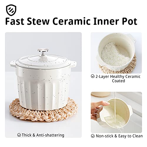 Meedeer Slow Cooker White, Small Slow Cooker 1Qt, Smart Appointment, Ceramic Interior Pot, Automatic Multi-Function Rice Cooker, Elecric Stew, Yogurt Maker Keep Warmer #TOP5