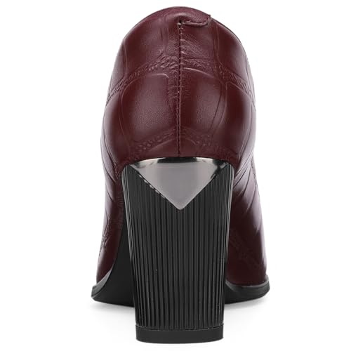 TDD Patent Leather Ankle Boots for Women Chunky Block Pointed Toe Extra Wide Booties Botas Para Mujer High Heels Dress Warm Lined Classic Ladies Comfortable Dressy 3 Inch Boot3