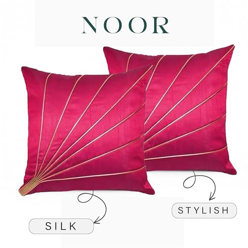 Image of Noor Silk Cushion Covers Pack of 7 | 16x16 Inches, Pink