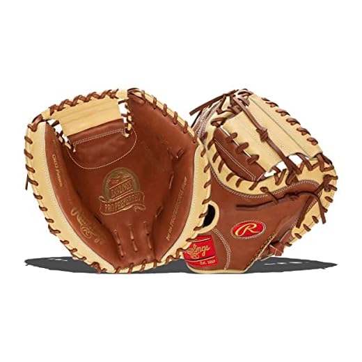 Rawlings mens Rawlings Pro Preferred Catchers Baseball Glove 33 inch 1 Piece Web Right Hand Throw, - 1-Piece Solid Web Tan/Camel, One Size US