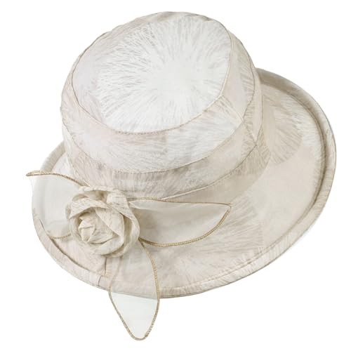 Sombrero de mujer estilo bowler con ala ancha plegable miniatura 4