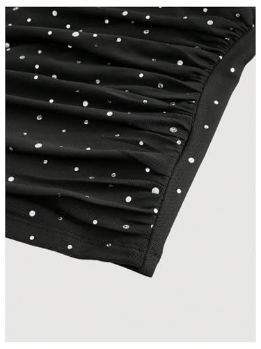 Floerns Women's Rhinestone Spaghetti Strap Crop Cami Top Ruched Going Out Camisole3