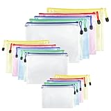 Brevanza 15 Pièces Pochette Document Zippée A4+A5+A6, PVC Mesh Zipper Pouch Etanche, Doc...