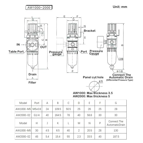 Régulateur de pression d'air AW4000-04 pour compresseur d'atelier - 6