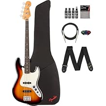 Fender Player II Jazz Bass - 3-Color Sunburst Bundle with Gig Bag, Strap, Cable, 3-Pack Picks and Guitar Cleaning Kit