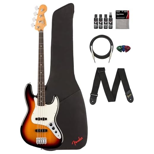 Fender Player II Jazz Bass - 3-Color Sunburst Bundle with Gig Bag, Strap, Cable, 3-Pack Picks and Guitar Cleaning Kit