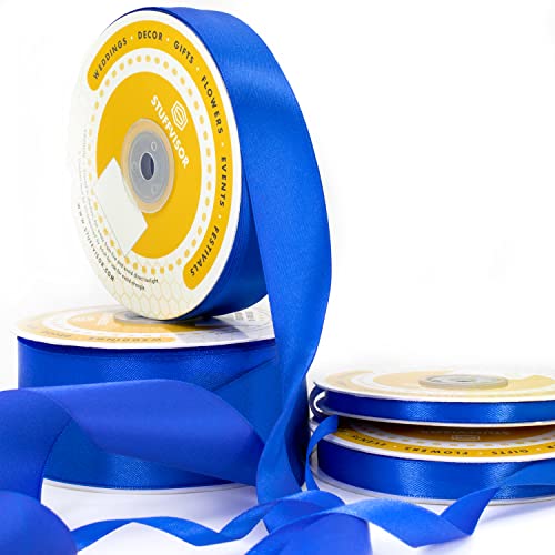 Stuffvisor Royal Blue Satin Ribbon, 1/2 Inch X 50 Yards, Double Face Solid Color Ribbon Roll, 100% Polyester Ribbon For Gift Wrapping, Crafts, Hair And Multiple Decorations #TOP2