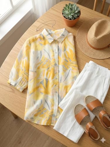 Image of URBAN OX Women's Casual Shirt - Stylish Printed Long Top for Women & Girls | Elegant Shirt for Women | Breathable Summer Tops for Women